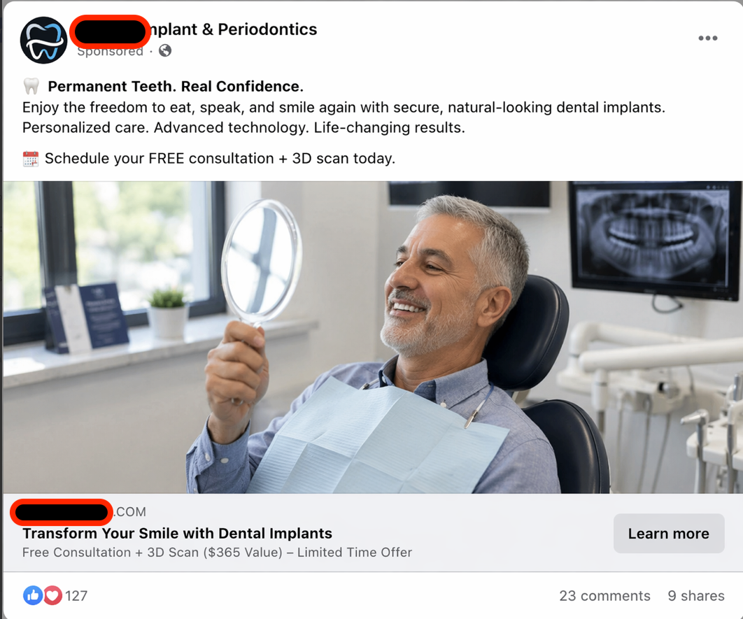 Example full-arch patient ad we build